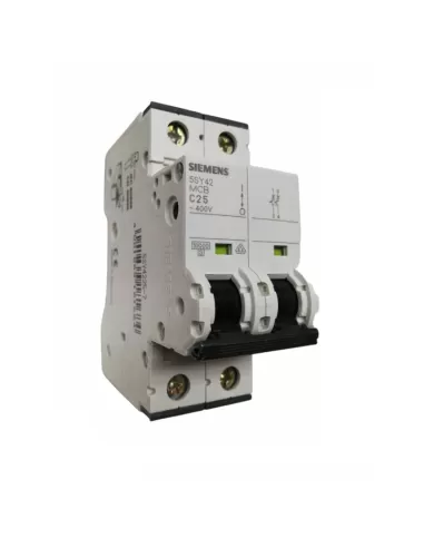 Interruptor magnetotérmico Siemens 2p 25a 10k c 2 módulos 5sy42257